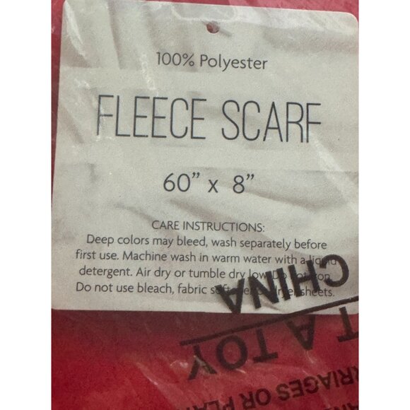 Red Fleece Scarf 60" X 8" 100% Polyester - Picture 4 of 6